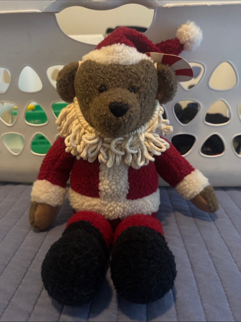 Hallmark Red Cream and Black Santa Bear Plush